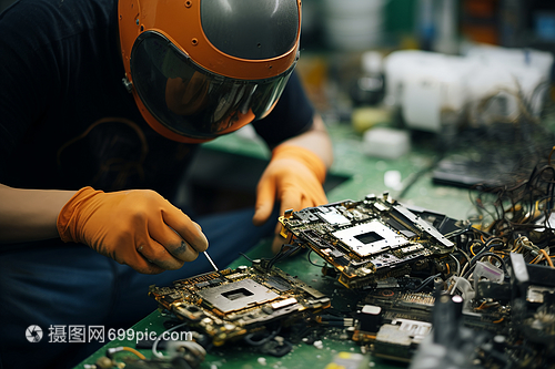 组装电子设备的工人